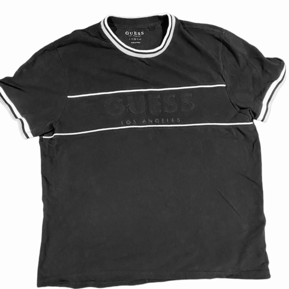 GUESS Black and White Men's Short Sleeve Tee - Picture 3 of 5